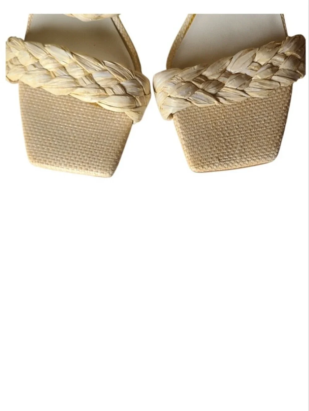 Dolce Vita Paily Braided Raffia Block Heel Sandals Square Toe Size 8.5 Natural